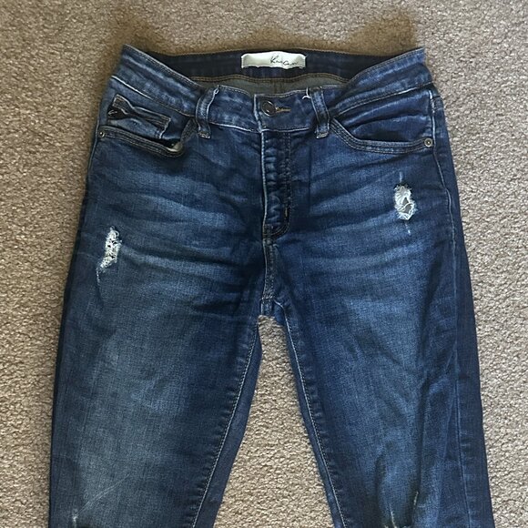 Kancan Distressed Skinny Mid Rise Stretch Blue Denim Jeans Womens Size 25 3 - Picture 7 of 8